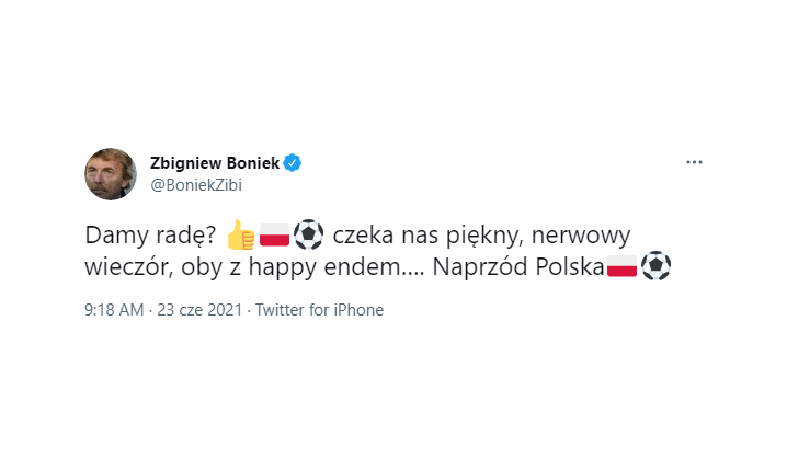 TWEET Zbigniewa Bońka przed spotkaniem ze Szwecją!